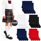 3 6 12 Pack Girls Women Solid Knee High Socks School Uniform Long Tube Socks Lot