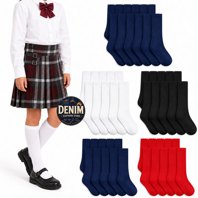 3 6 12 Pack Girls Women Solid Knee High Socks School Uniform Long Tube Socks Lot