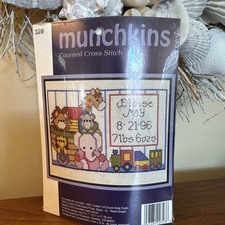 Munchkins Counted Cross Stitch Kit #328 Noah BIRTH ANNOUNCEMENT 5x7"~~NIP!! Cute