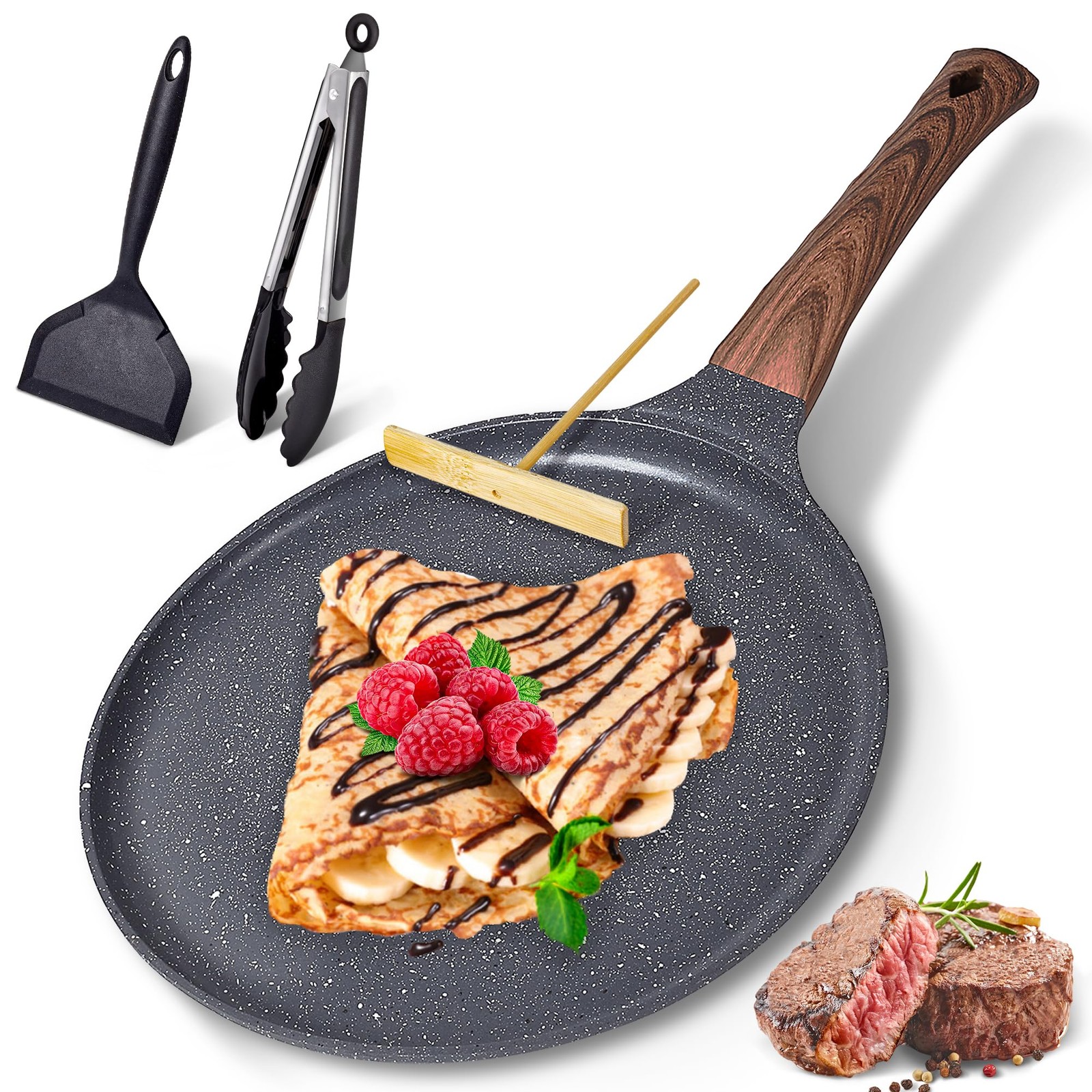 11-Inch Nonstick Ceramic Crepe Pan for Dosa, Tortillas & More