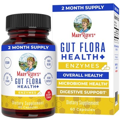 MaryRuth Organics Gut Flora Health+ Enzymes | Up to 2 Month Supply | Prebioti...