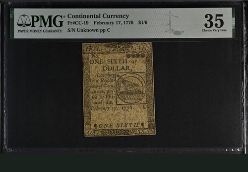 Continental Currency, $1/6 February 17, 1776 Colonial Notes