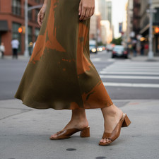 Kaanas Brown Croc-Embossed Mules Sz 6