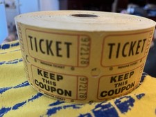 Raffle Tickets Roll of 2000 Double Stub Keep This Coupon Carnival Ticket YELLOW