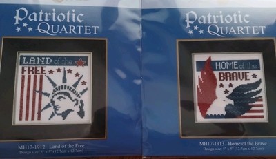 2 MILL HILL BUTTONS & BEADS LAND OF THE FREE HOME OF THE BRAVE CROSS STITCH KIT 