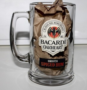 Bacardi Oakheart Rum Stein-14 oz Beer Mugs, Heavy Glass Drinking Stein