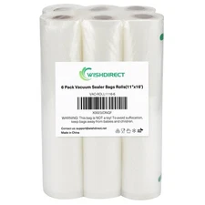 6 Roll Pack Vacuum Sealer Vac Bags 11" X 16' Rolls for Food Saver Seal a Meal