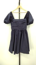 Quince Women 100% Organic Cotton Ruched Mini Dress Navy L