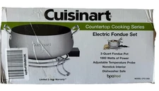 Cuisinart Electric Countertop Fondue Pot Set CFO-3SS 3 Qt Stainless Steel New