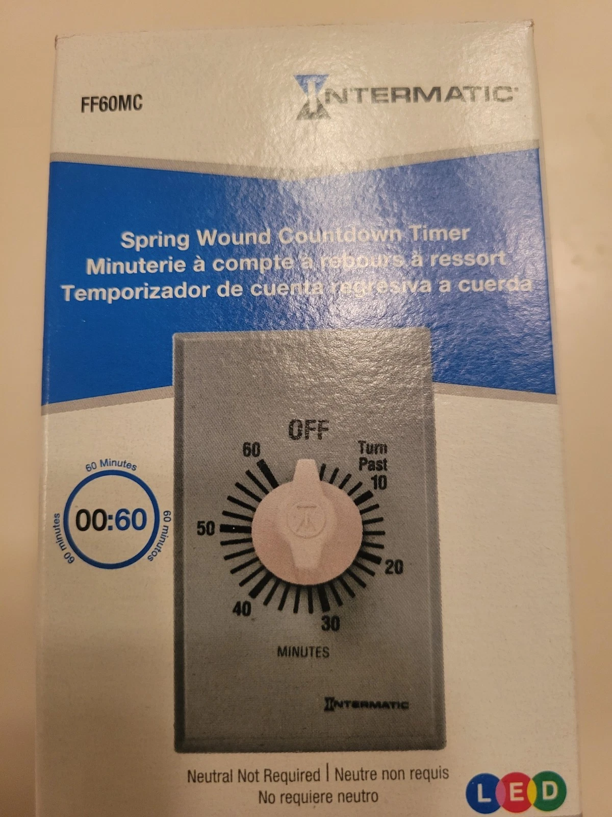 Intermatic Ff60mc Timer, Spring Wound, 0 To 60 Minutes NEW