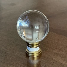 Preowned Vintage NOS 40mm Crystal Ball Brass Metal Lamp Finial Topper