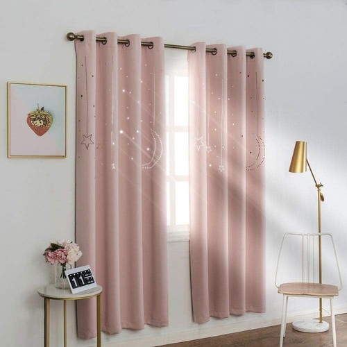 Blackout Curtains with Moon&Star for Bedroom-Cutout Galaxy Window Curtains&Dr... - Picture 7 of 8