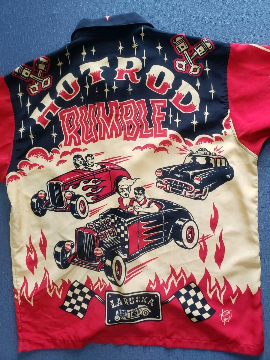 VINTAGE BC Ethic La Rocka London Mens Large Shirt Hot Rod Rumble