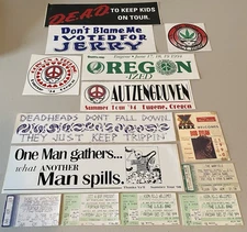 Lot of 8 1990’s Grateful Dead Concert Stickers Oregon Centric + Ticket Stubs