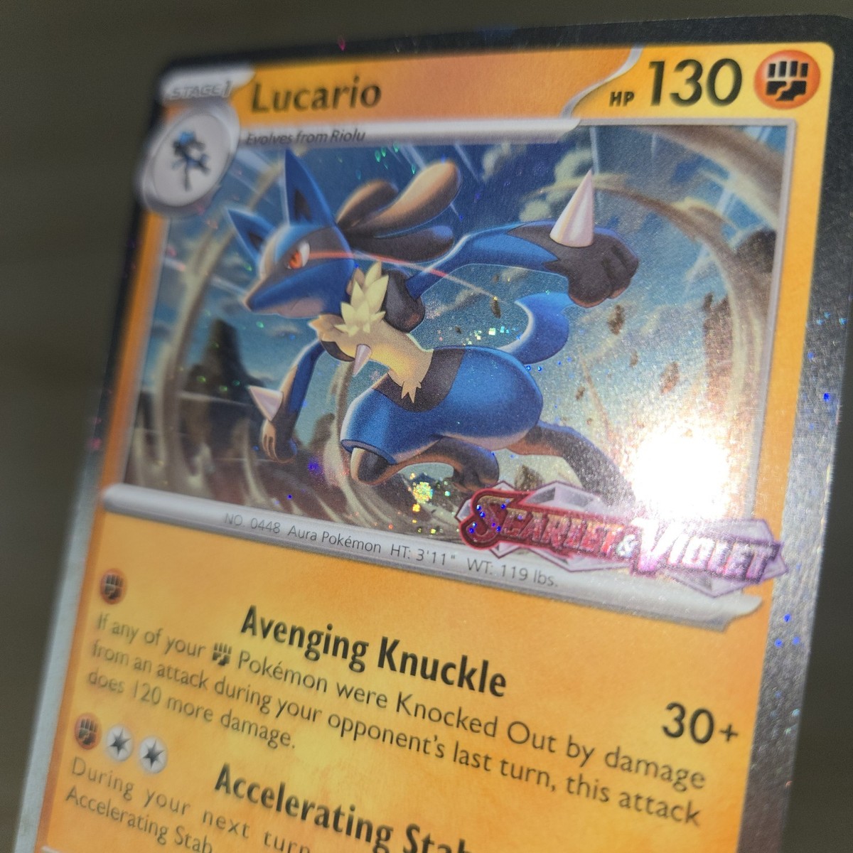 FART SWIRL 🌀💫 BLEED ERROR NM Lucario 114/198 Stamped Cosmos Holo