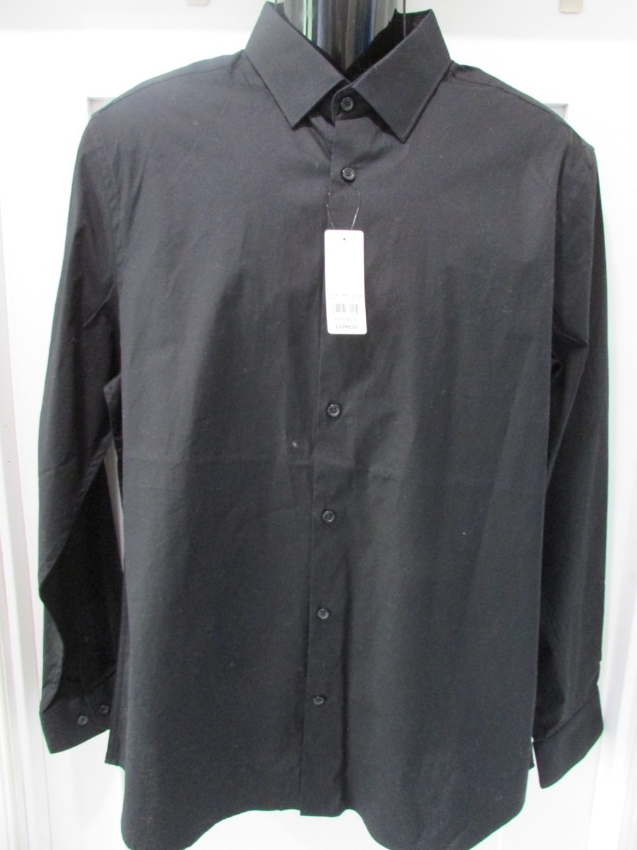 Express Slim Fit Dress Shirt Men's Black SZ L 16-16 1/2 Quick Dry NWT Express Slim Fit Dress Shirt Men's Black SZ L 16-16 1/2 Quick Dry NWT