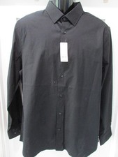 Express Slim Fit Dress Shirt Men's Black SZ L 16-16 1/2 Quick Dry NWT