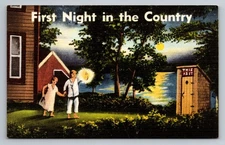 Vintage First Night in the Country Linen Postcard by Tichnor Bros