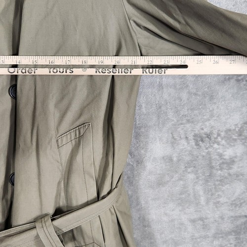 Vintage Christian Dior Trench Coat Mens 44R Khaki Belted Wool Lined Classic 90s - Picture 14 of 15
