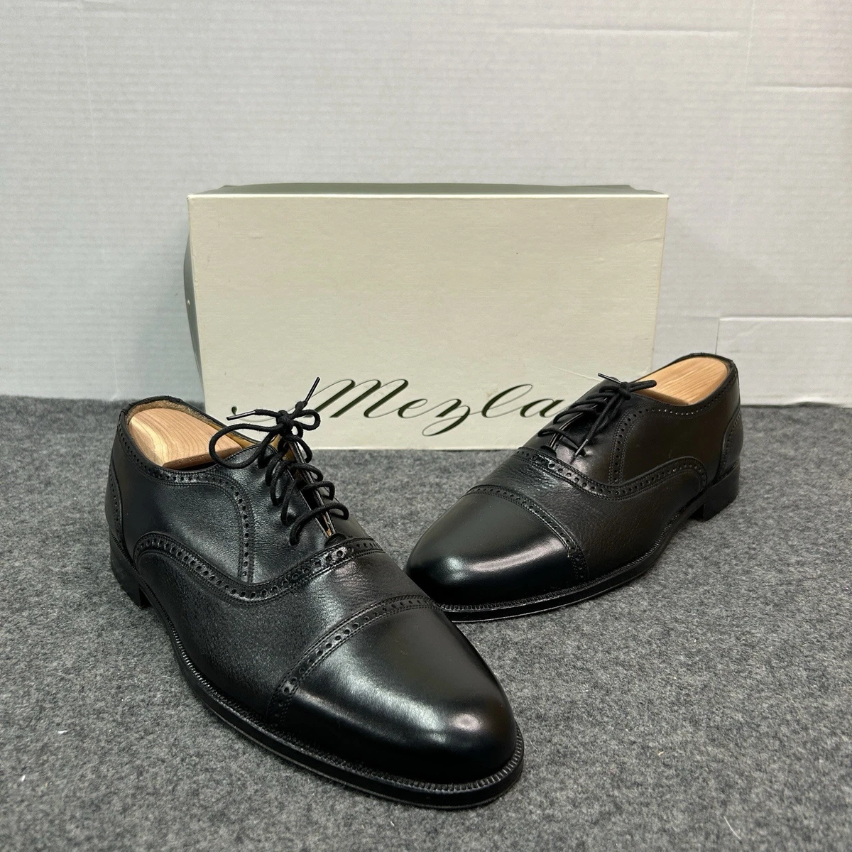 Mezlan Florence Black Cap Toe Oxford Dress Shoes 9M w/ Box 