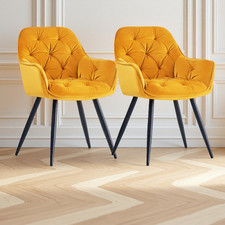 Set of 1/2/4 Dining Chairs Velvet Padded Seat Metal Leg Kitchen ArmChairs Office