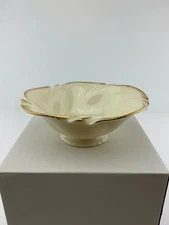 Lenox Small Footed Candy Dish Nut Bowl with 24K Gold Trim Swirl Edge Made in USA