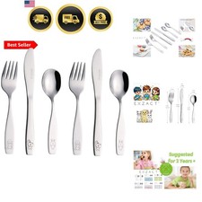 Children's Flatware Kids Silverware 6pcs, Toddler Utensils, Dishwasher Safe, ...