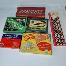 Vintage Games Job Lot Bundle Draughts Pocket Chess Kan-U-Go Cribbage