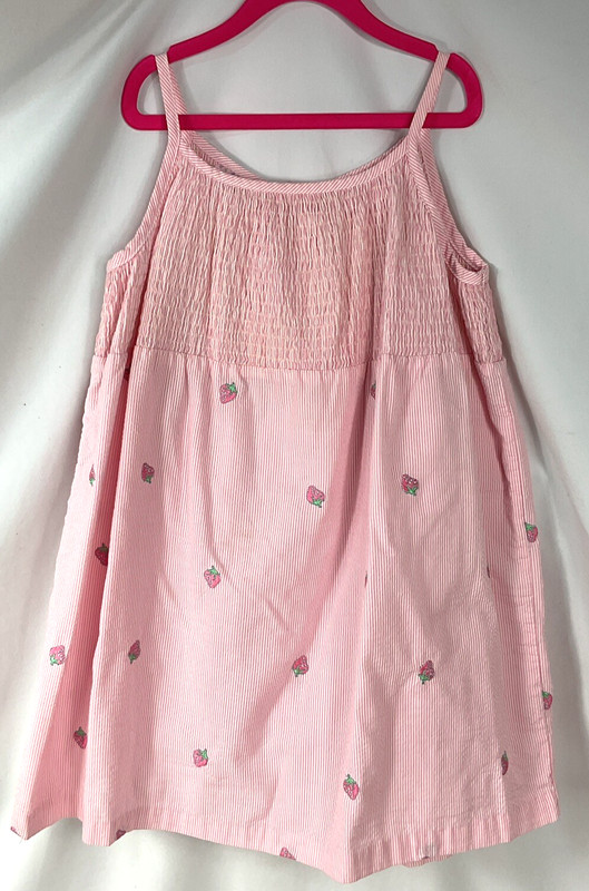 Samara Summer Dress Girls 6 Pink White Striped Spaghetti Straps Cotton Blend