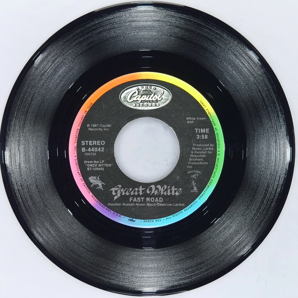 GREAT WHITE Rock Me CAPITOL B-44042 VG+ 45 RPM 1987 Hard Rock 7" Jukebox - Image 4 of 4