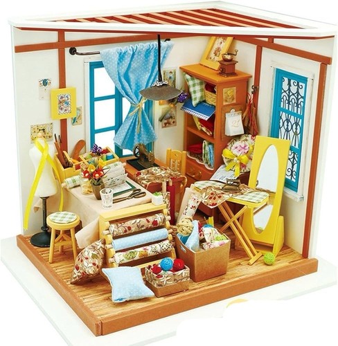 Rolife DIY Dollhouse Miniature Kit Wooden with LED Light Wood Doll House Gifts
