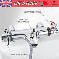 Chrome Thermostatic Bath Shower Mixer Tap Valve Deck Mounted Bathroom Filler