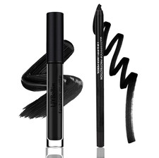 Black Matte Liquid Lipstick Set,Waterproof Smudge Proof Black Lip Liner and Lips