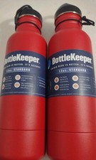 BottleKeeper 12oz Insulated Stainless Steel Beer Bottle Holder Red&Wood New 2