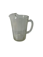 Vintage Clear Glass Pitcher 26 oz Ribbed Sides Water Juice Server READ