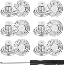 12 Pack Replacement Jeans Buttons, 17Mm No Sew Nailess Removable Metal Buttons A