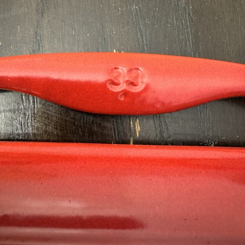 Le Creuset Rectangle Enameled Cast Iron Griddle Grill Pan Red #33 Made In France - Picture 5 of 11