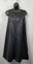 NWT  139$ Calvin Klein Faux Leather Sheath Dress 4 Black Biker Chic New!