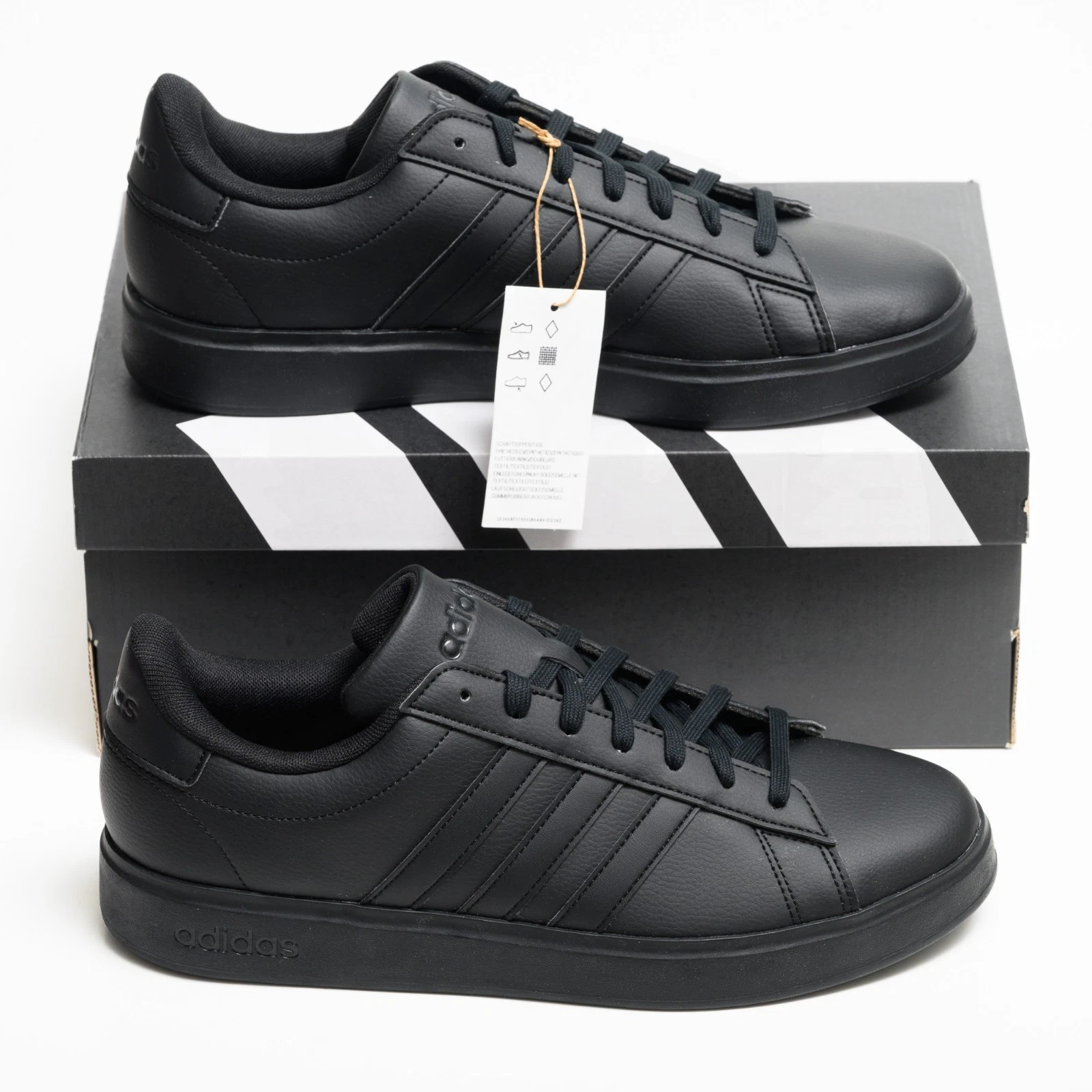 adidas Grand Court 2.0 Men's Cloudfoam Sneakers Black Leather Shoes GW9198 NEW