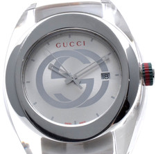 EXC 5 GUCCI SYNC 137.1 White Dial Sherry Line Rubber Quartz Men's Watch