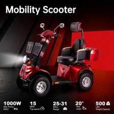 1000W Heavy Duty Beast Mobility Scooters for Seniors 500lbs 31 miles 60V/20Ah