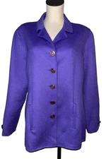 CARLISLE Vintage Women's Wool Angora Pea Coat Size 18 Purple Single Breasted