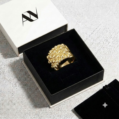 All Wear London 5-reihiger Haltering Gold schwer massiv klassisch britisch Herrenband