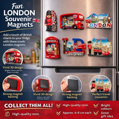 Premium London Souvenir Fridge Magnet 3D Travel Gift Collectible UK Landmark - Image 1 of 4