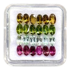 VVS 24 Pcs Natural Multi Tourmaline 5x3mm Oval Cut Loose Untreated Gemstones Lot