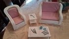 VTG 1985 Barbie Cottage Dream House Furniture White Faux Wicker