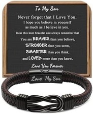 To My Son Bracelet from Dad Gifts for Son Men Leather Bracelets for Teen Gift..
