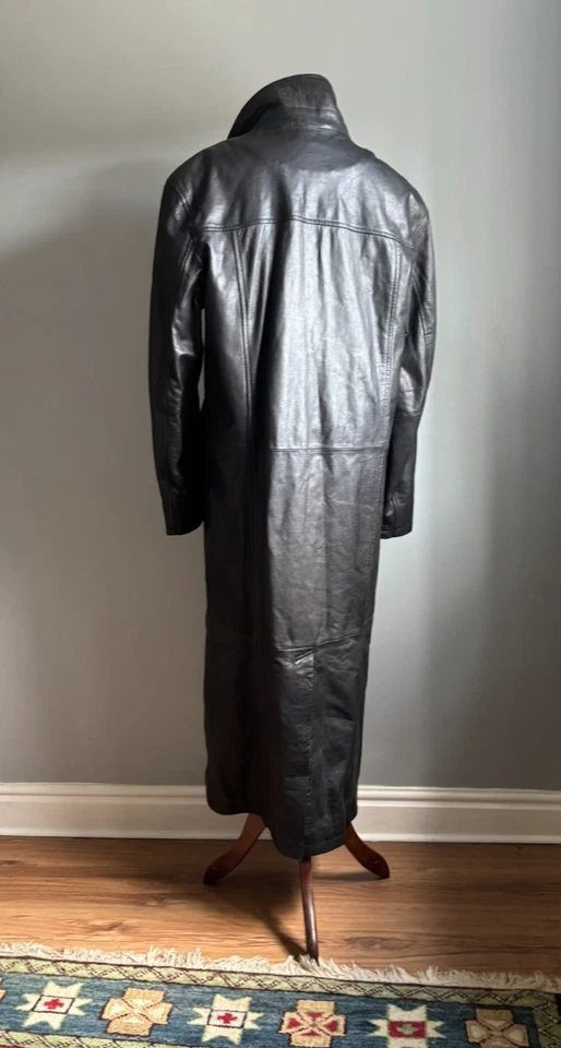 LONG LEATHER TRENCH COAT 42 44 steampunk goth matrix vintage CIRO CITTERIO PRIMO - Image 3 of 4