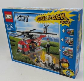 LEGO 66453 City Fire Brigade Super Pack 4in1 60000+60001+60003+60010 Helicopter NEW
