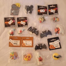 Lot Of 14 Vtg 90s Halloween & Fall Flatback Charms / Mini Ornaments Resin & Wood
